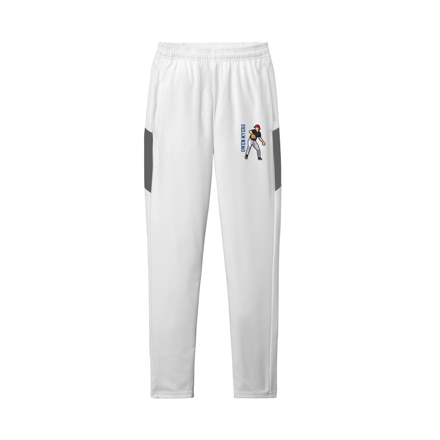 Team Travel Pant — Name Vertical in White/Grey