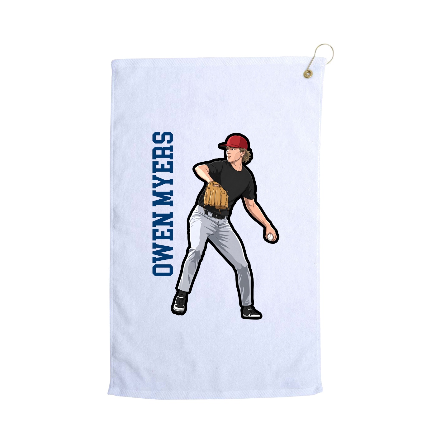 Golf Towel — Name Vertical in White