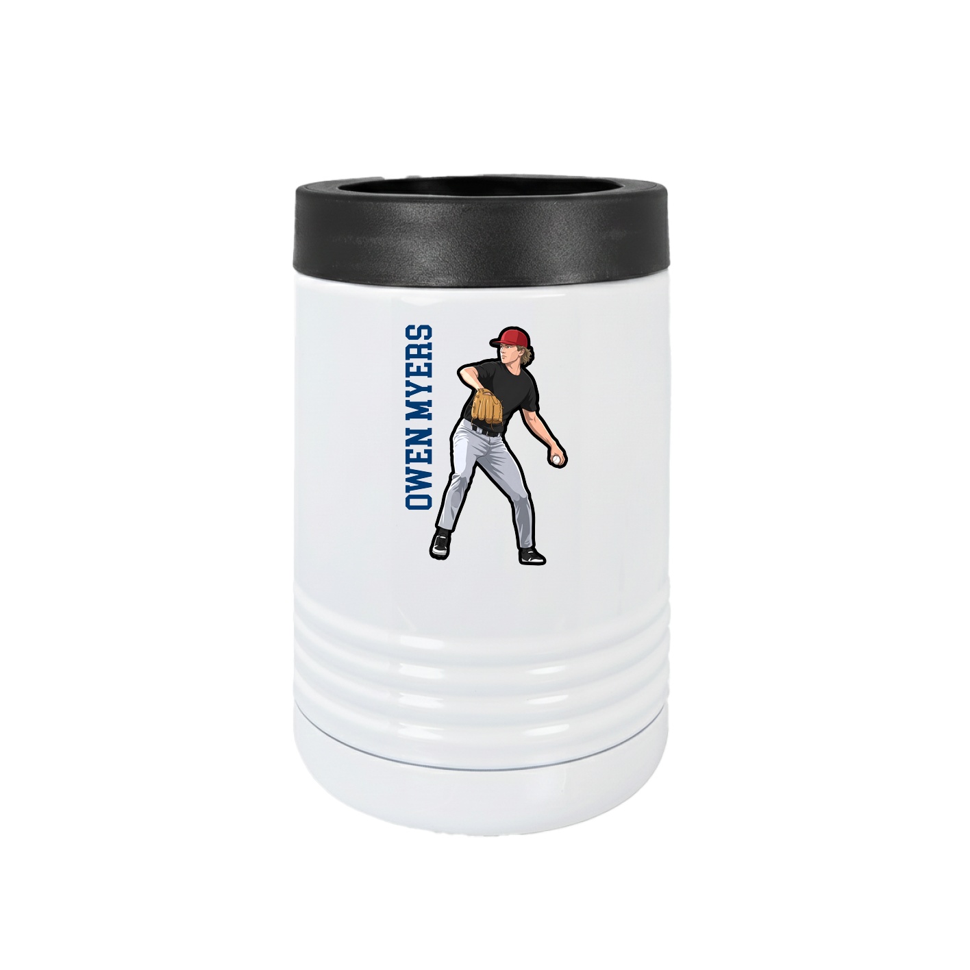 Beverage Holder — Name Vertical in White