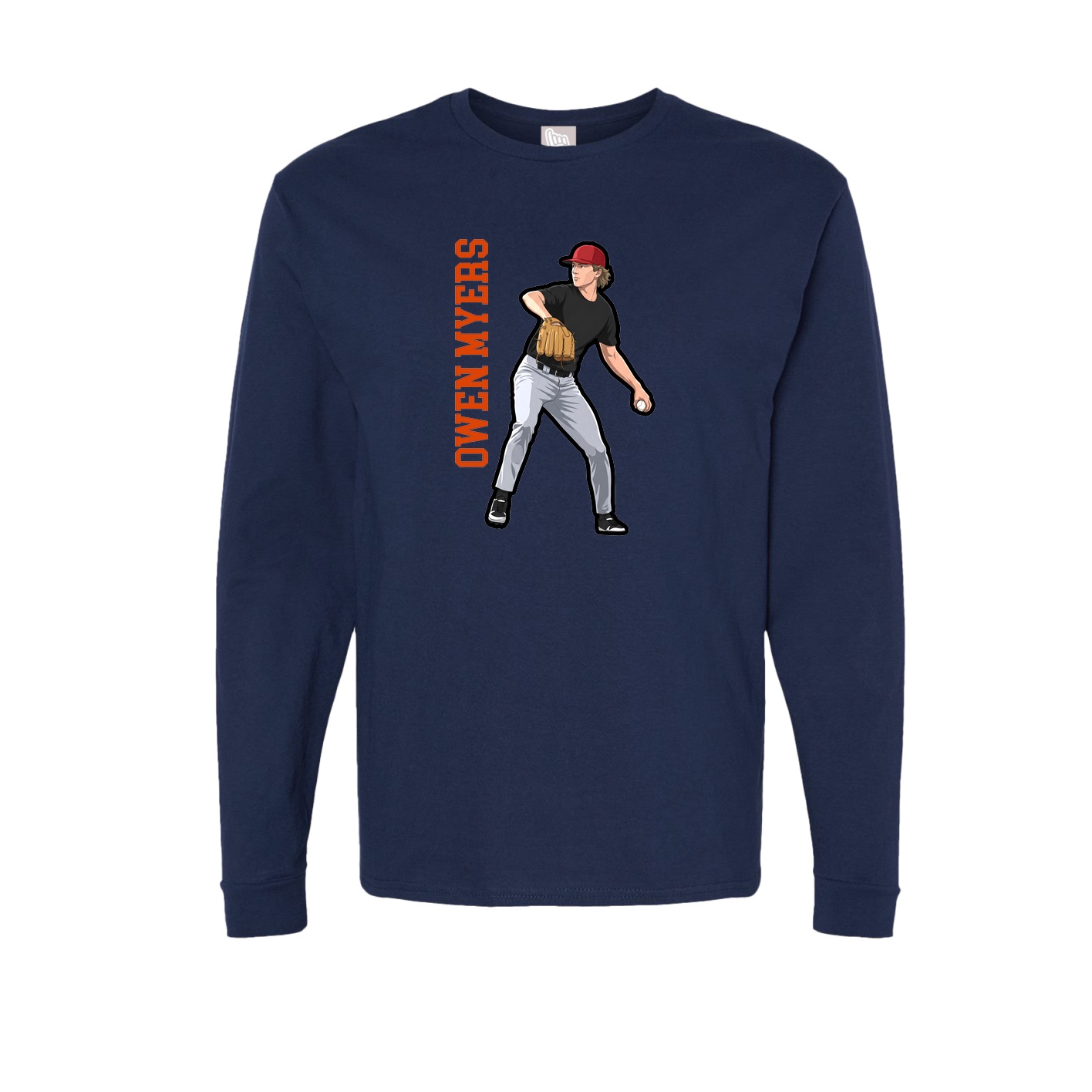 Long Sleeve Tee — Name Vertical in Navy