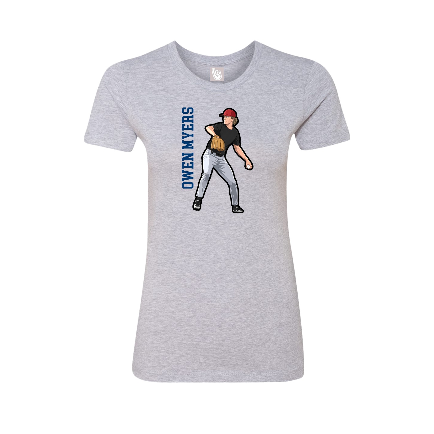 Womens Tee — Name Vertical in Grey