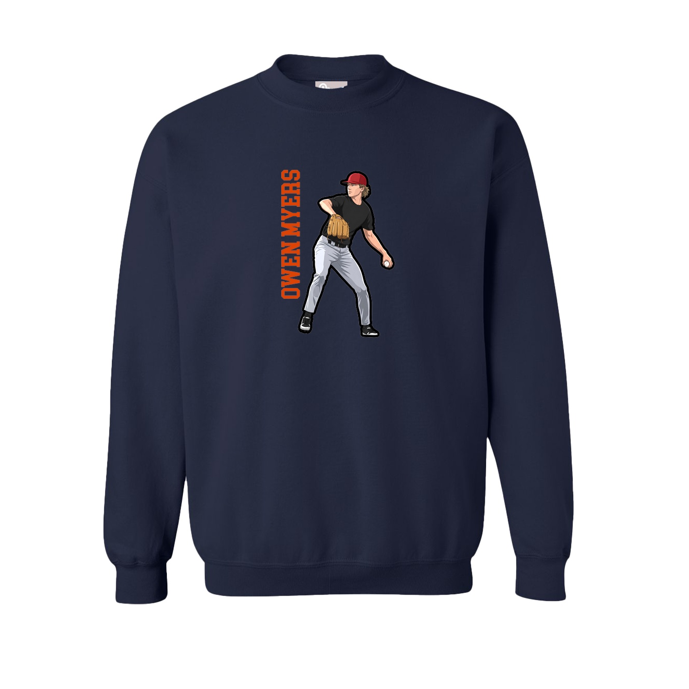 Fleece Crew — Name Vertical in Navy