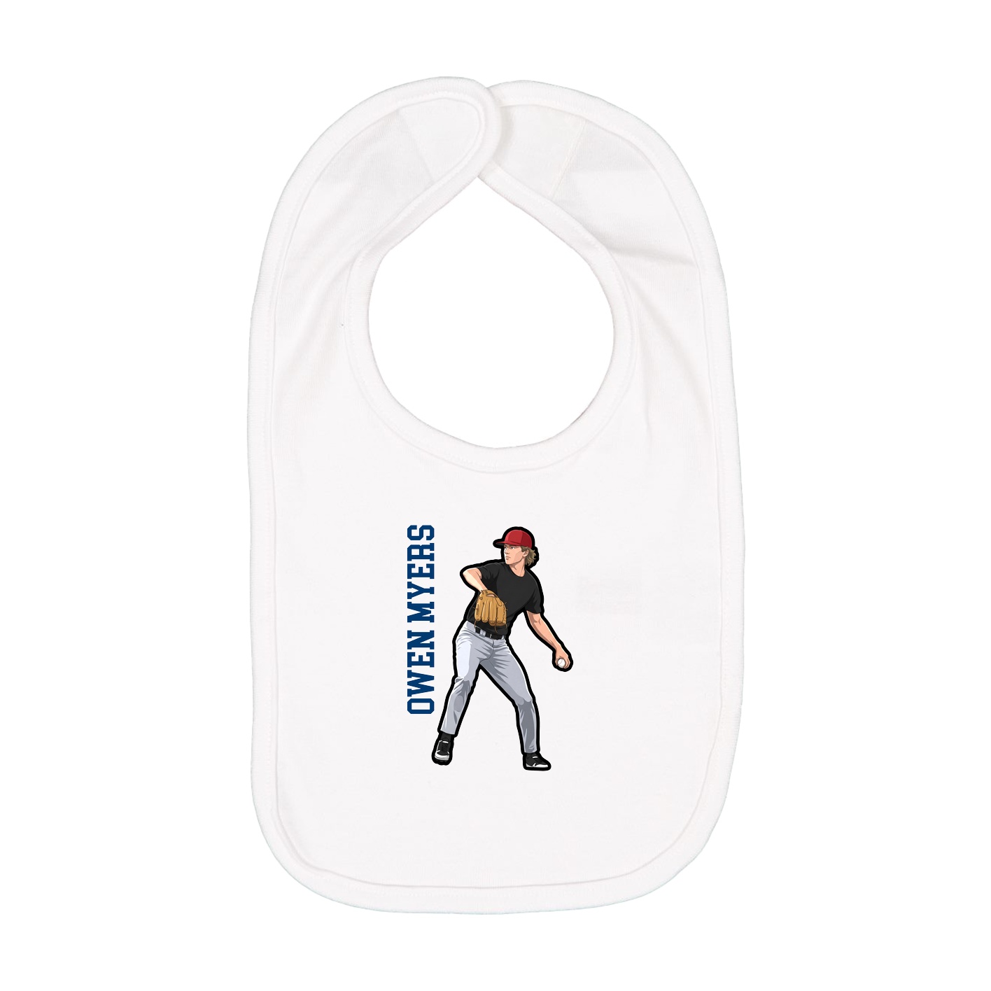 Infant Bib — Name Vertical in White