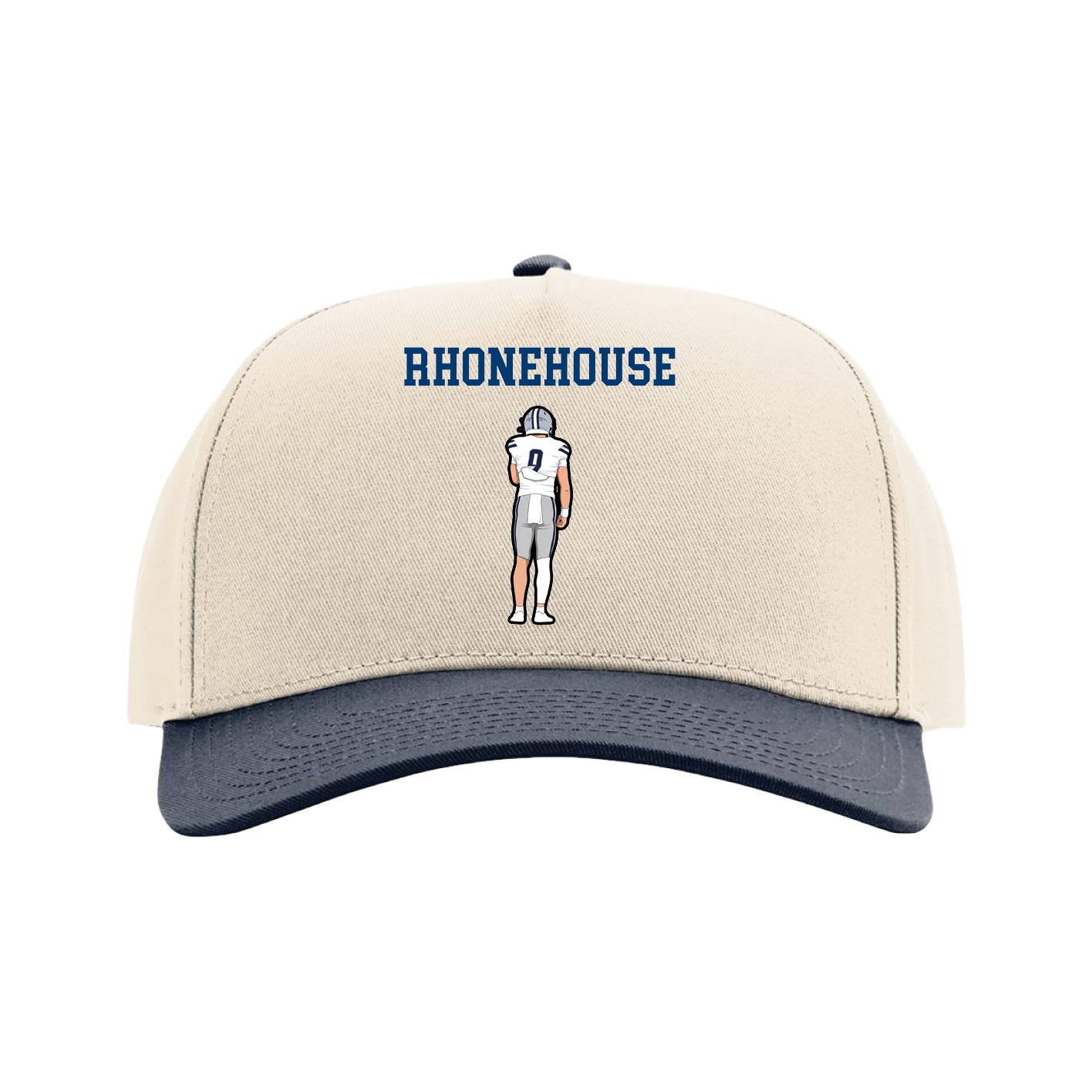 Full Fabric Five-Panel Champ Cap — Shirsey in Cream/Navy