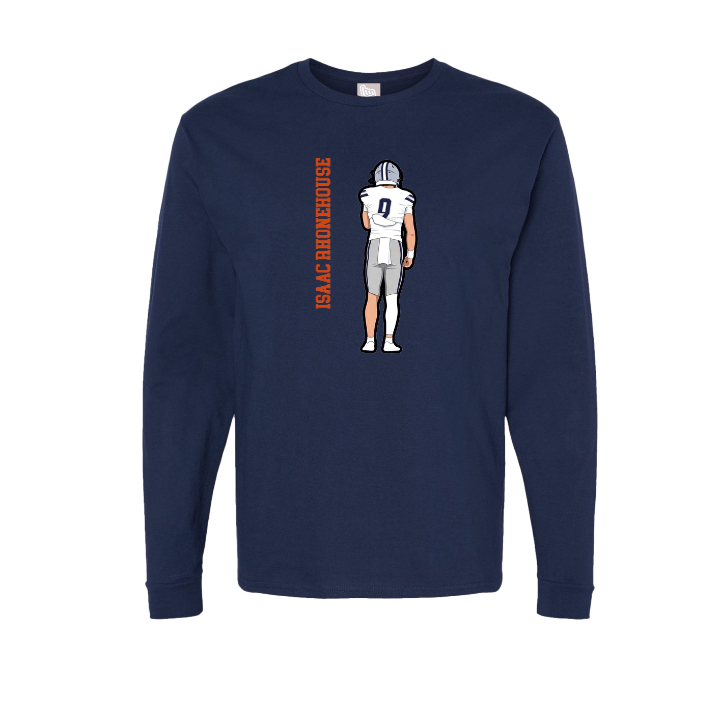 Long Sleeve Tee — Name Vertical in Navy