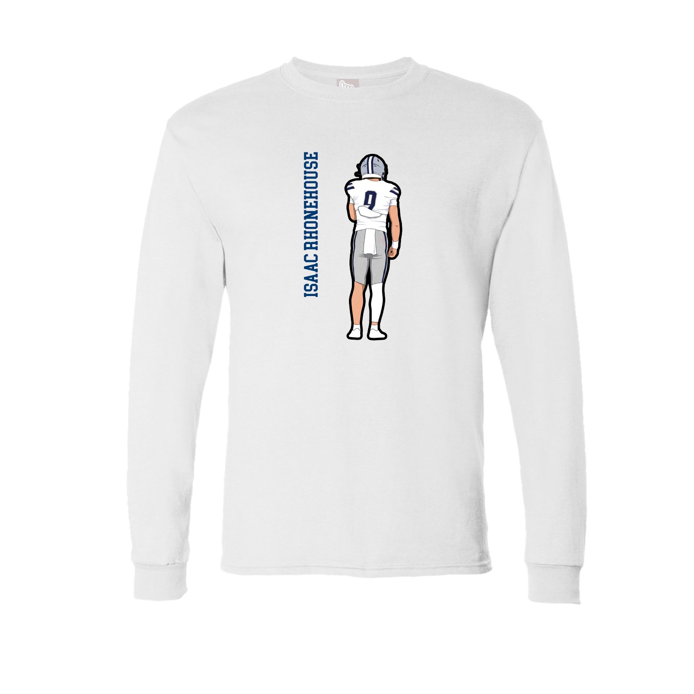 Long Sleeve Tee — Name Vertical in White