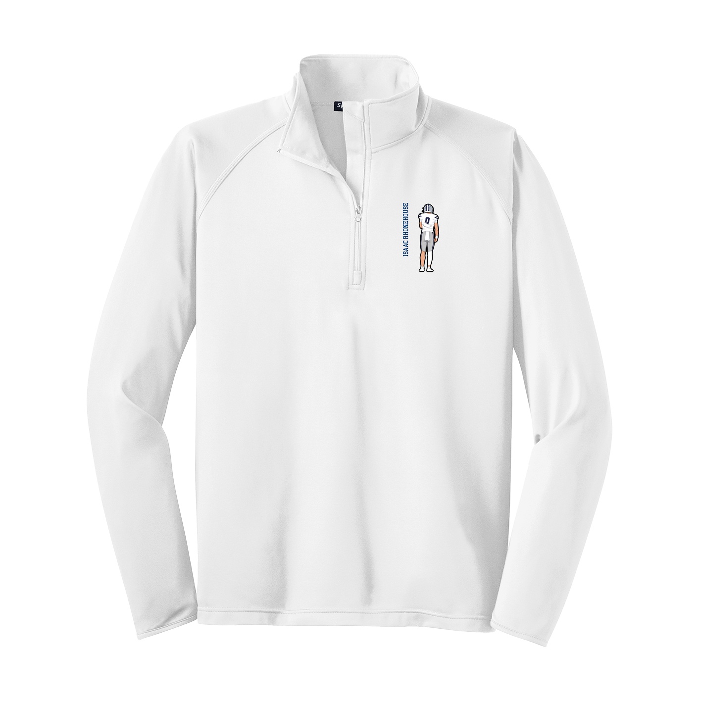 Q-Zip Pullover — Name Vertical in White
