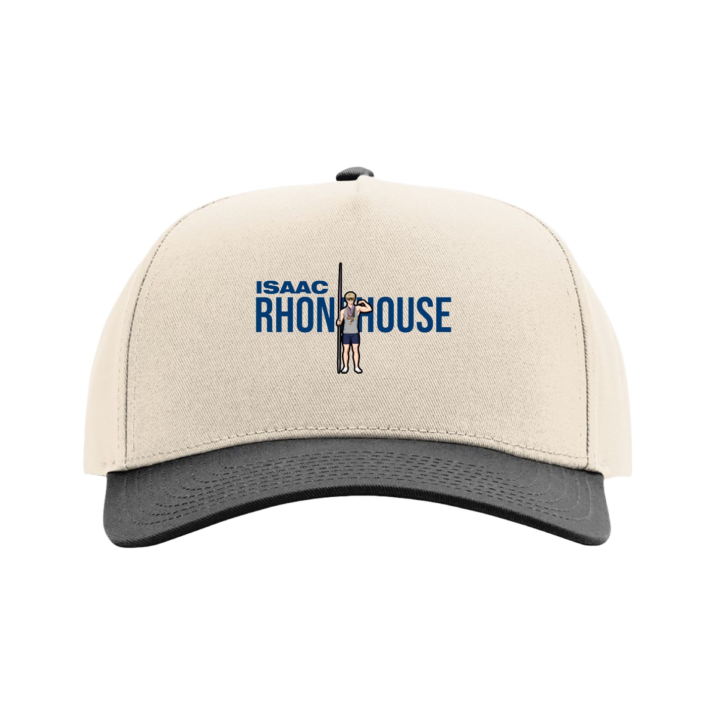 Full Fabric Five-Panel Champ Cap — Player Name in Cream/Black
