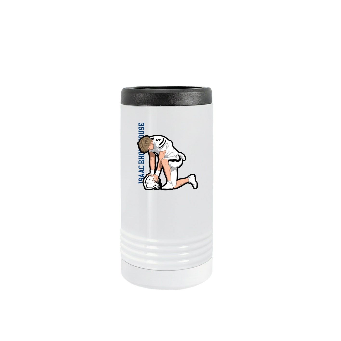 Slim Beverage Holder — Name Vertical in White