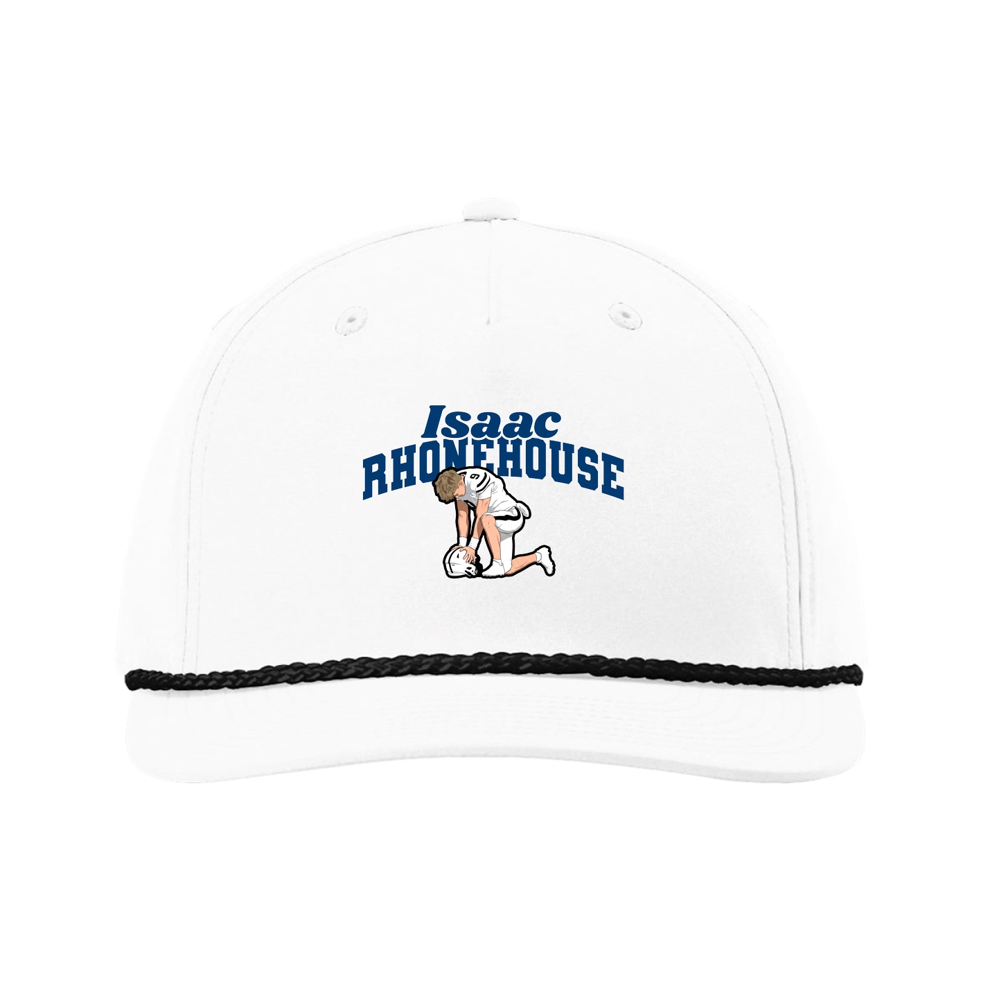 Five-Panel Classic Rope Cap — Signature Arch in White