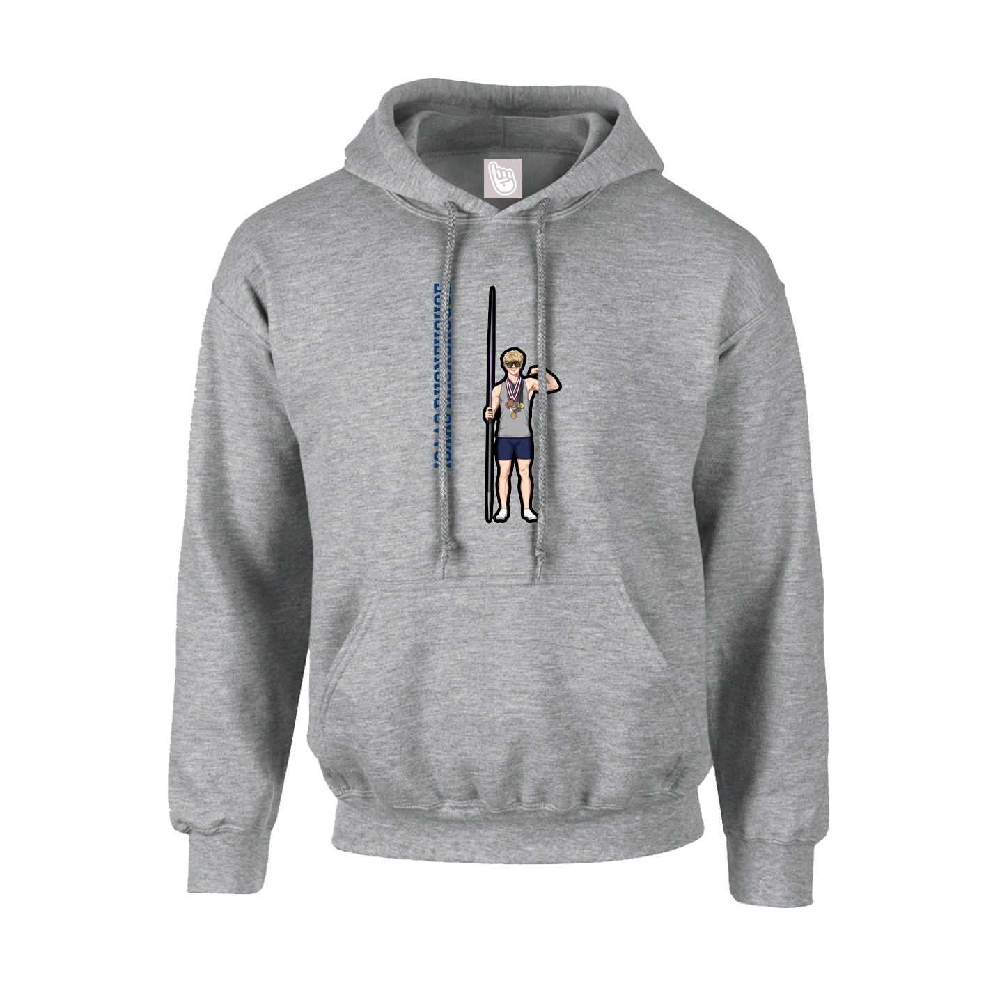 Hoodie — Name Vertical in Grey