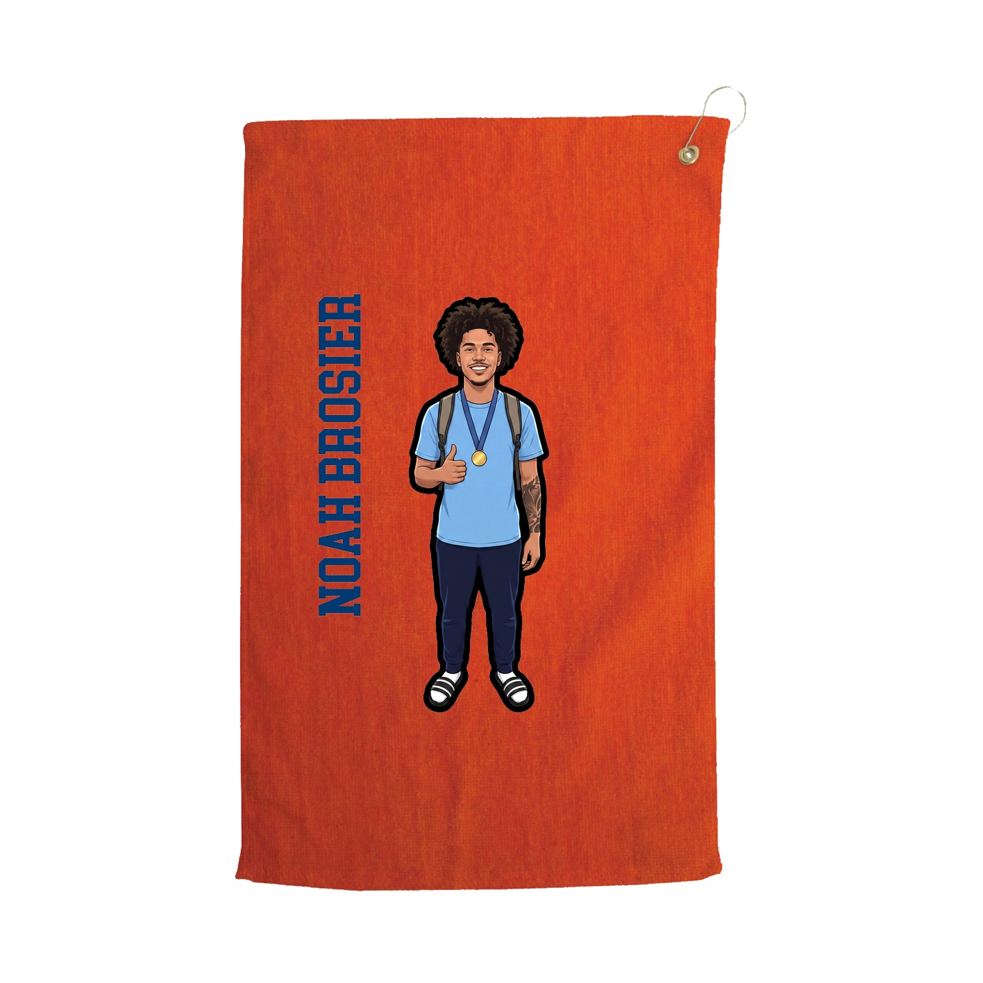 Golf Towel — Name Vertical in Orange