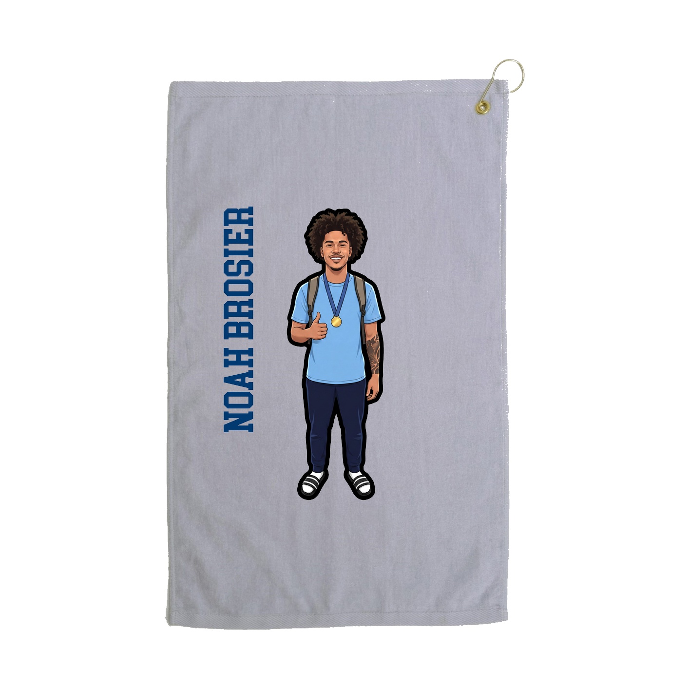 Golf Towel — Name Vertical in Grey