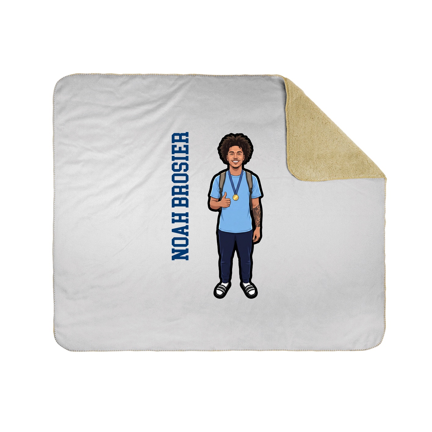 Throw Blanket — Name Vertical in White