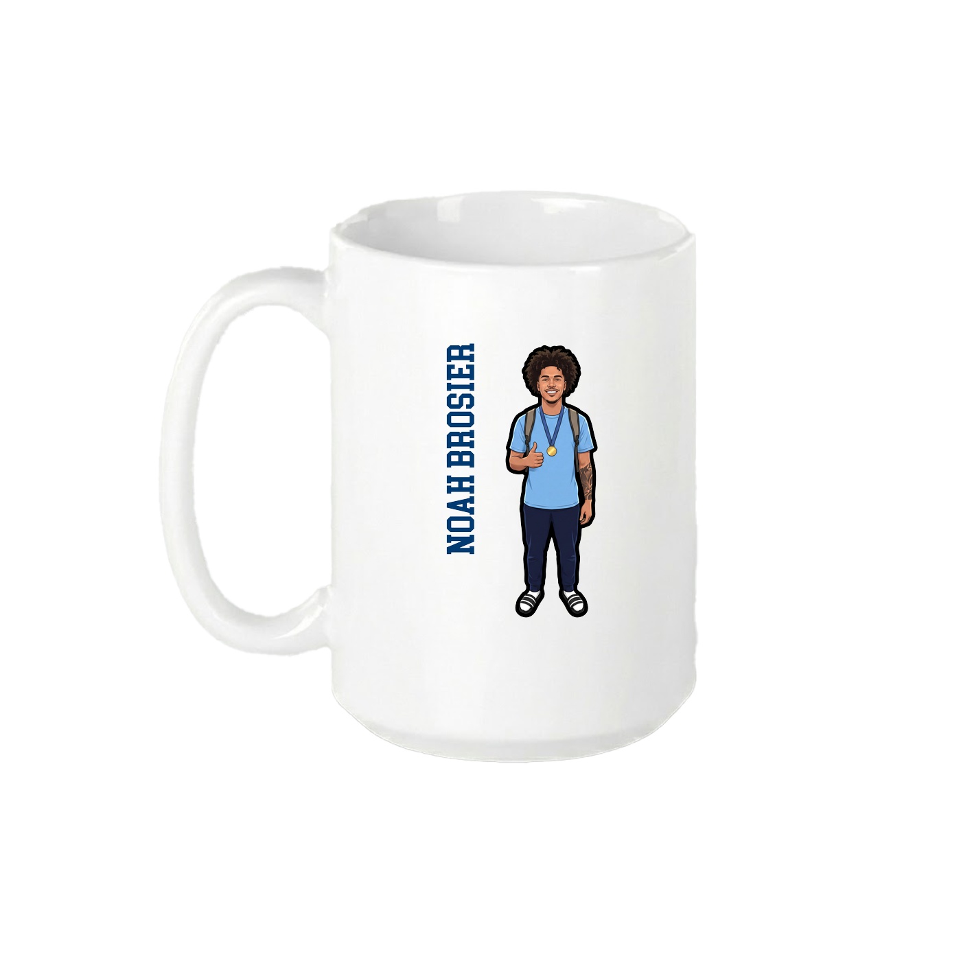15oz Coffee Mug — Name Vertical in White