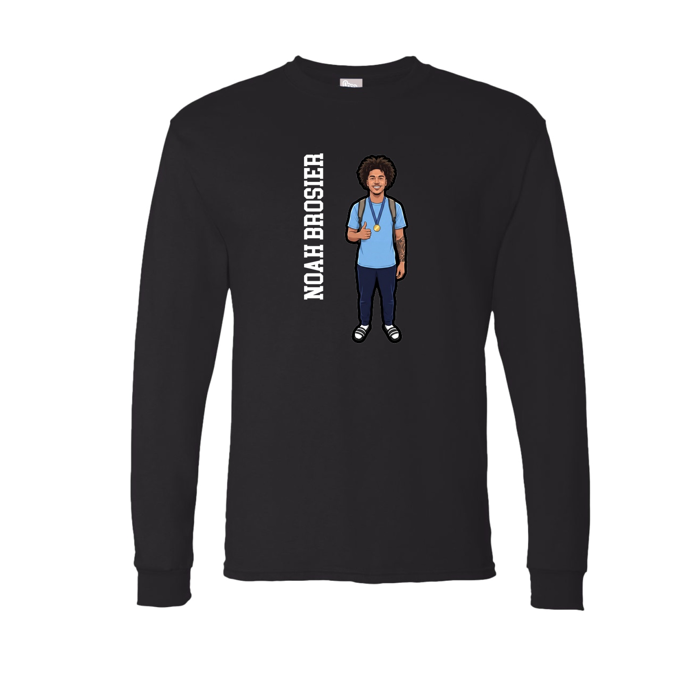 Long Sleeve Tee — Name Vertical in Black