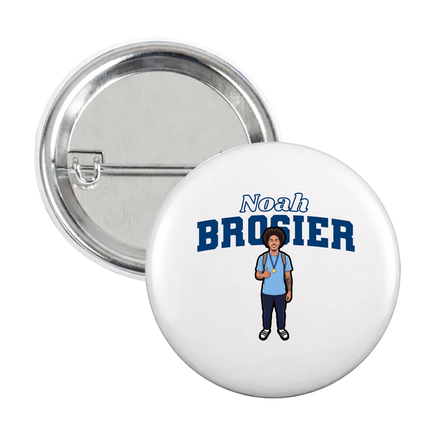 Game Day Button — Name Arch in White