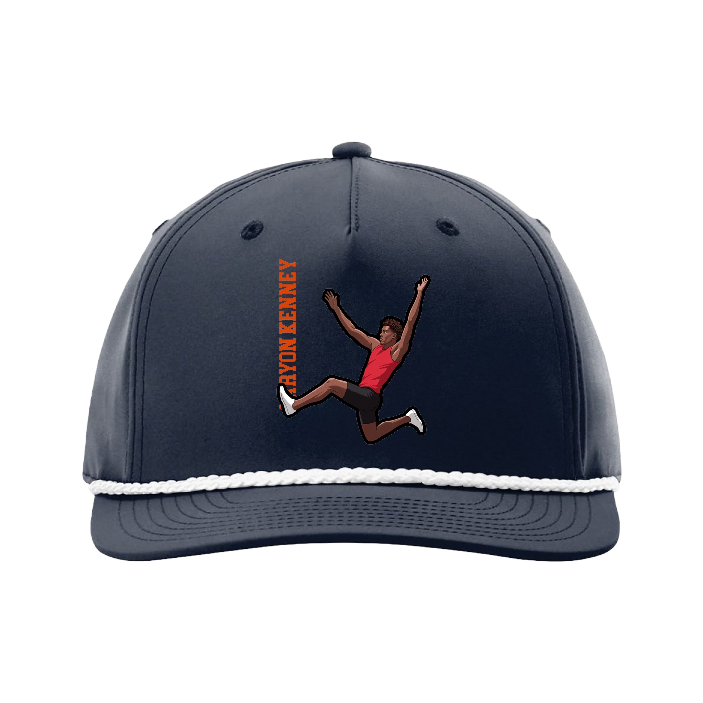 Five-Panel Classic Rope Cap — Name Vertical in Navy