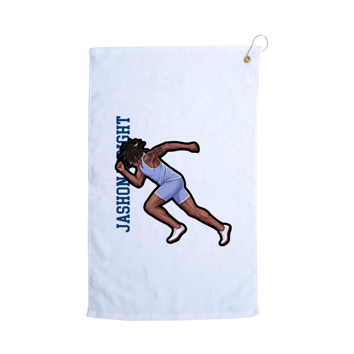 Golf Towel — Name Vertical in White