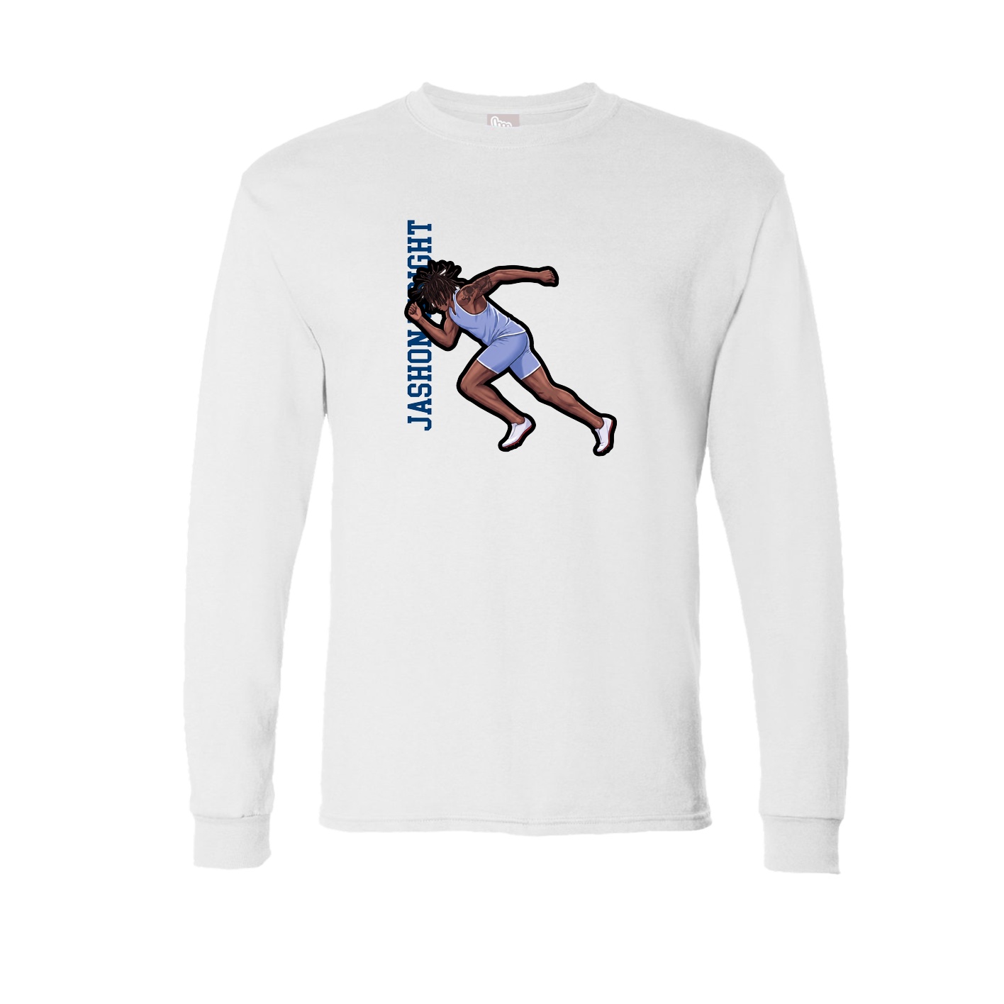 Long Sleeve Tee — Name Vertical in White