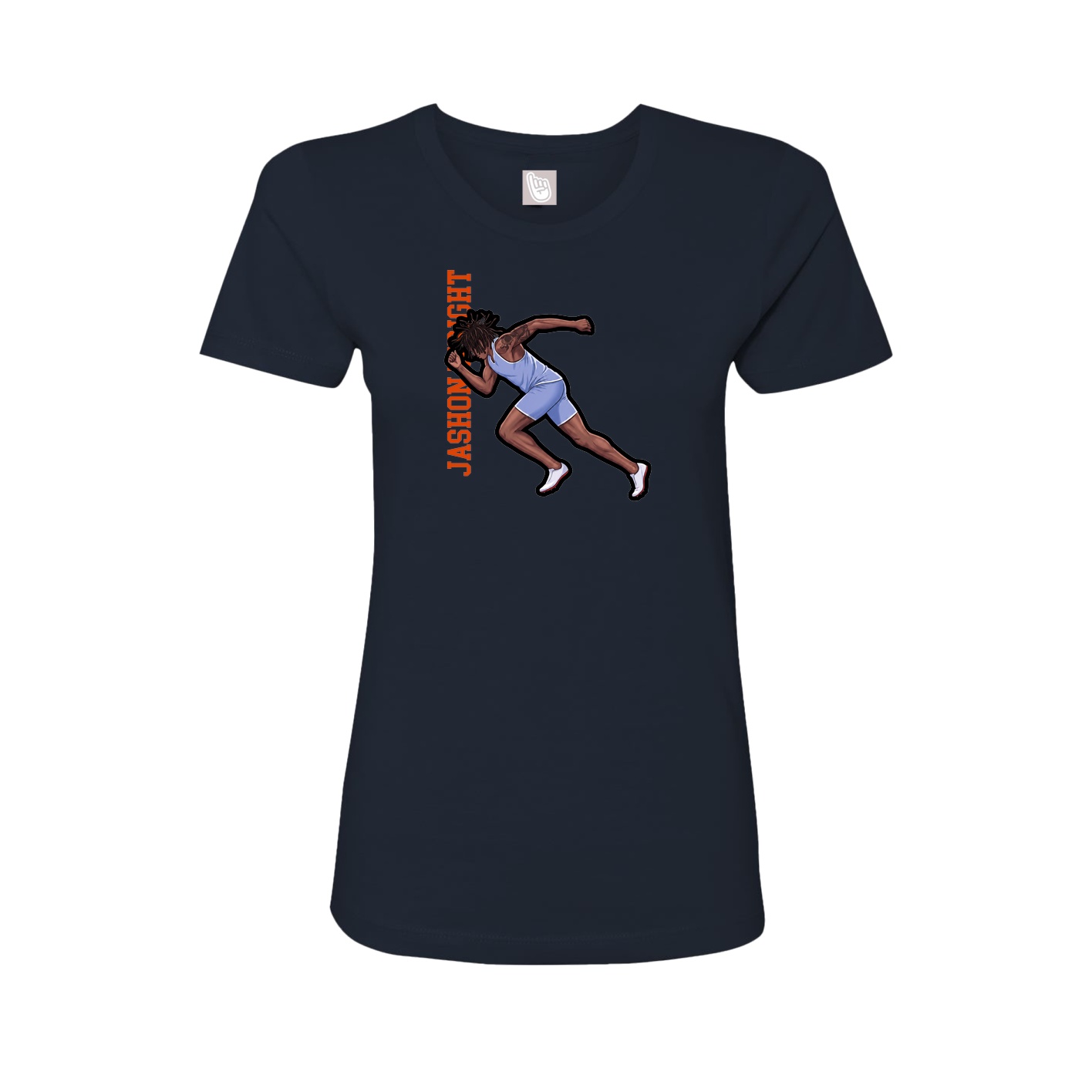 Fitted Women's Tee — Name Vertical in Navy