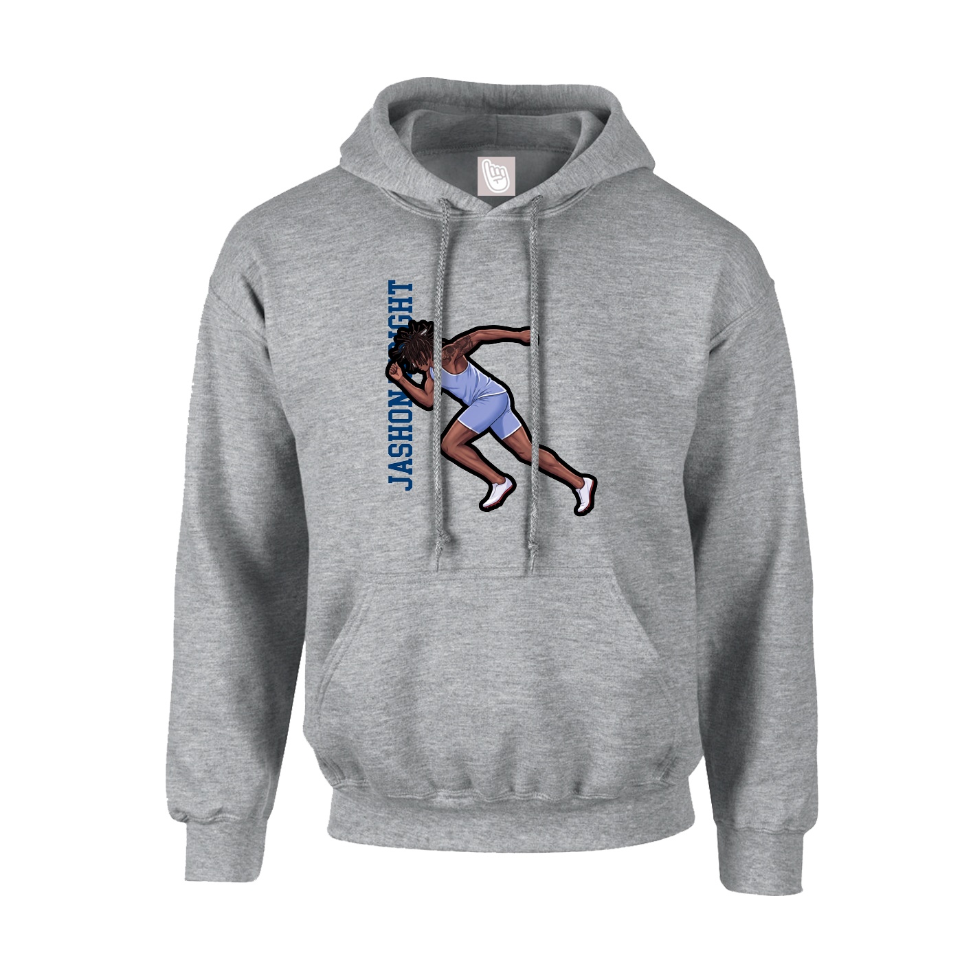 Hoodie — Name Vertical in Grey