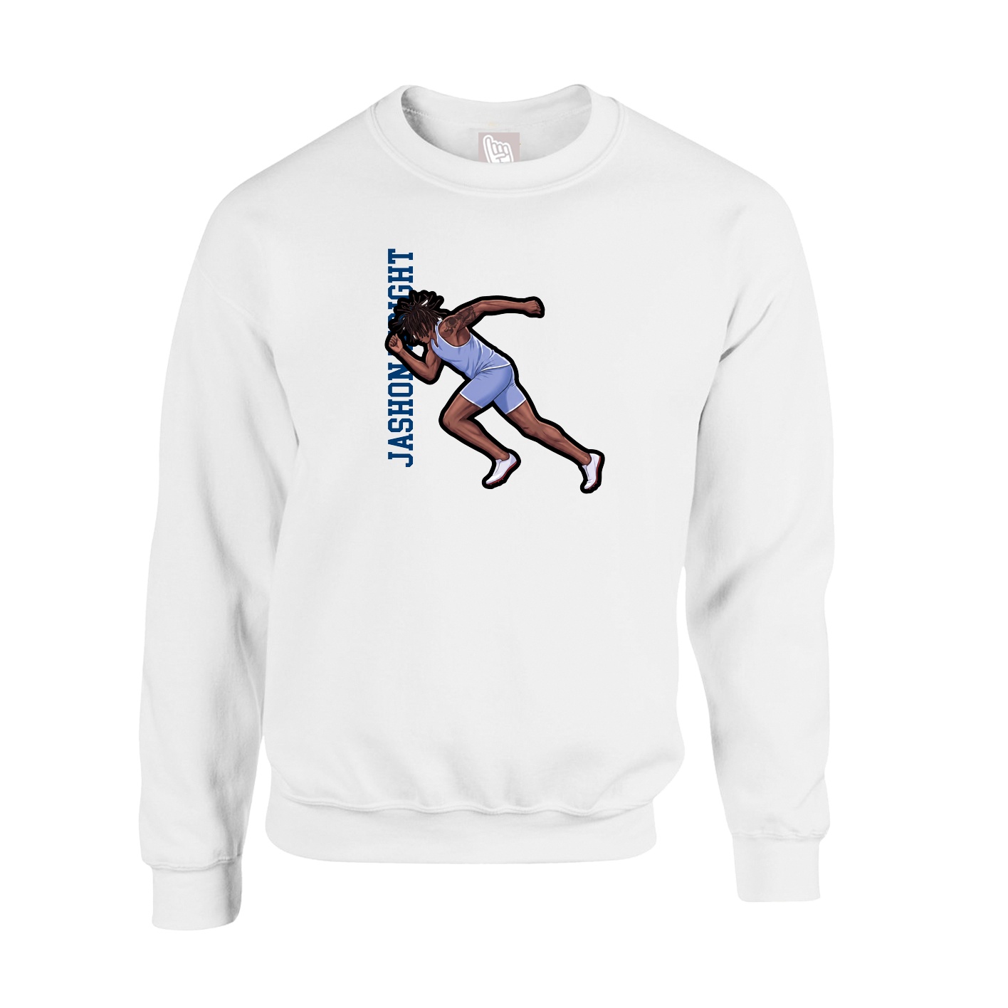 Fleece Crew — Name Vertical in White