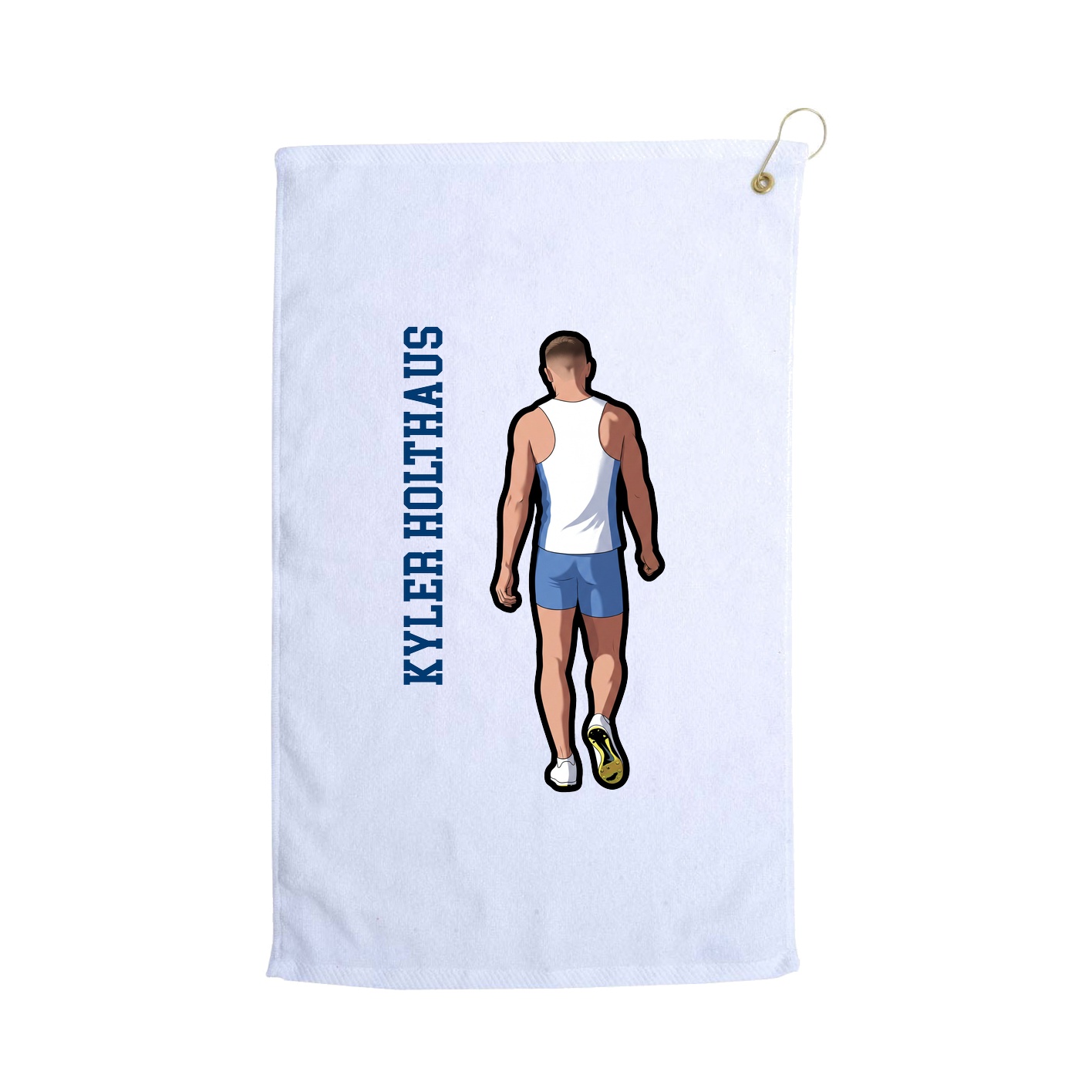 Golf Towel — Name Vertical in White