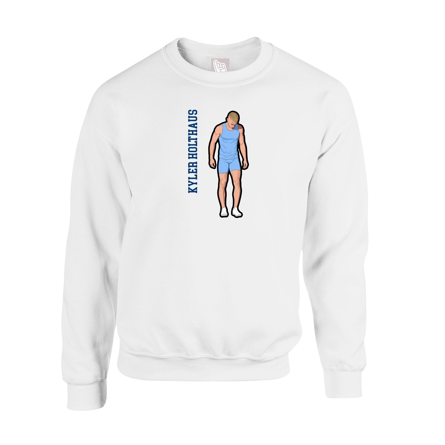 Fleece Crew — Name Vertical in White