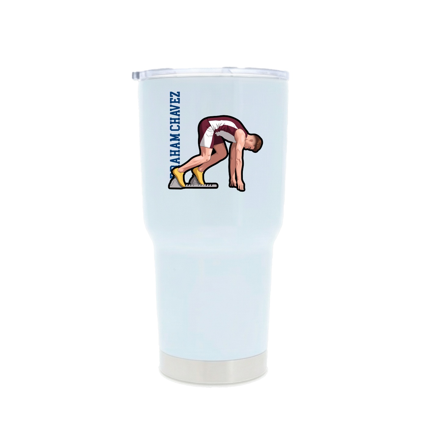 30oz Stainless Steel Tumbler — Name Vertical in White