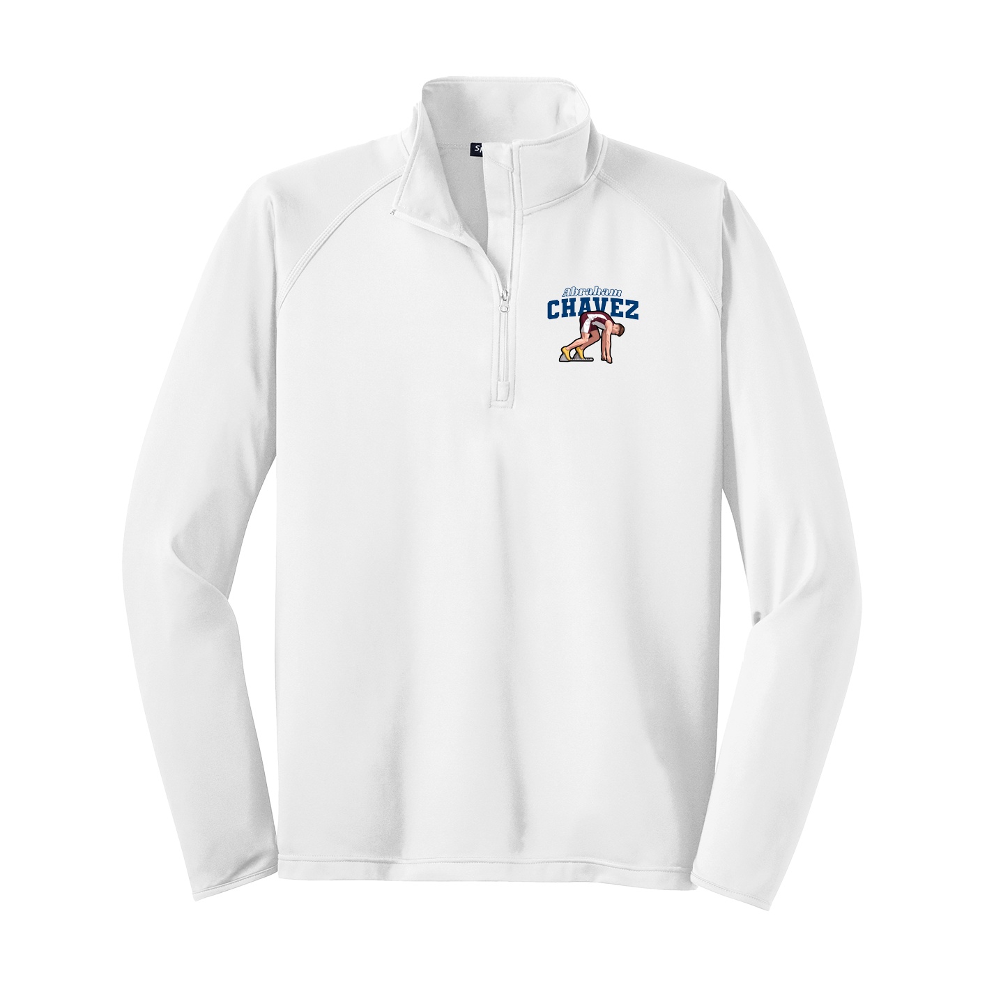 Q-Zip Pullover — Name Arch in White