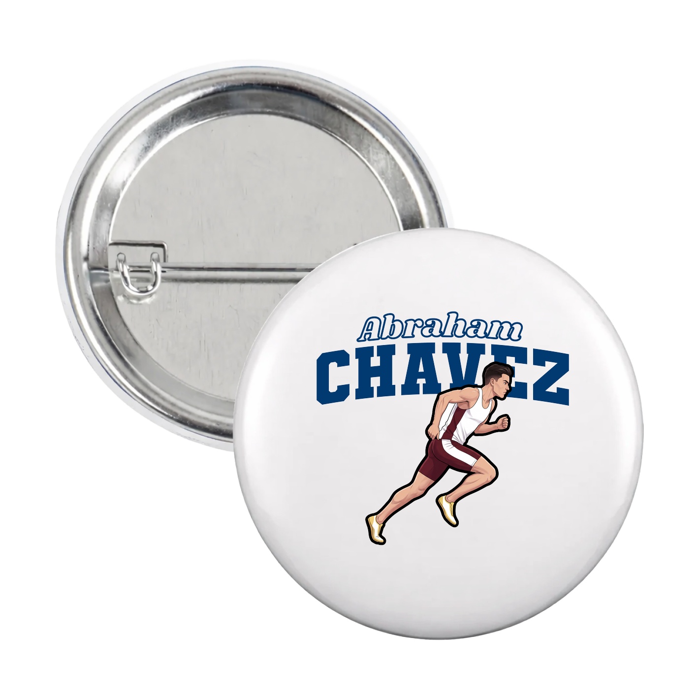 Game Day Button — Name Arch in White