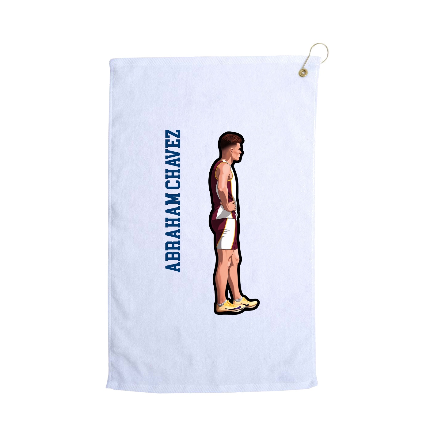 Golf Towel — Name Vertical in White