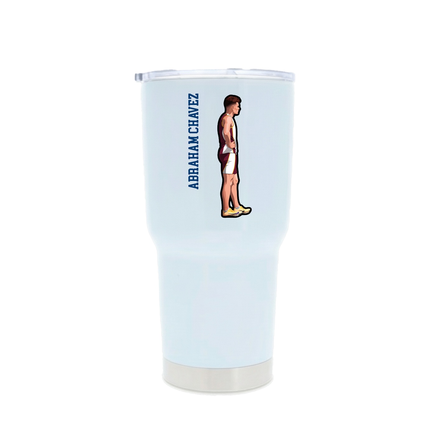 30oz Stainless Steel Tumbler — Name Vertical in White