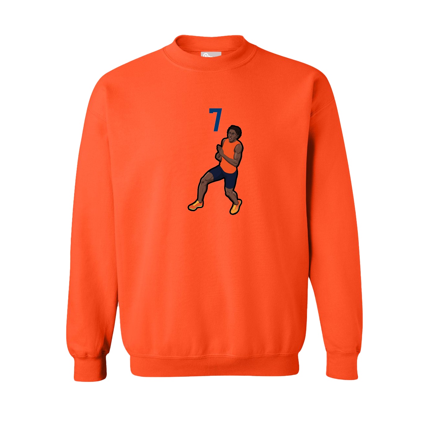 Fleece Crew — Number Top in Orange