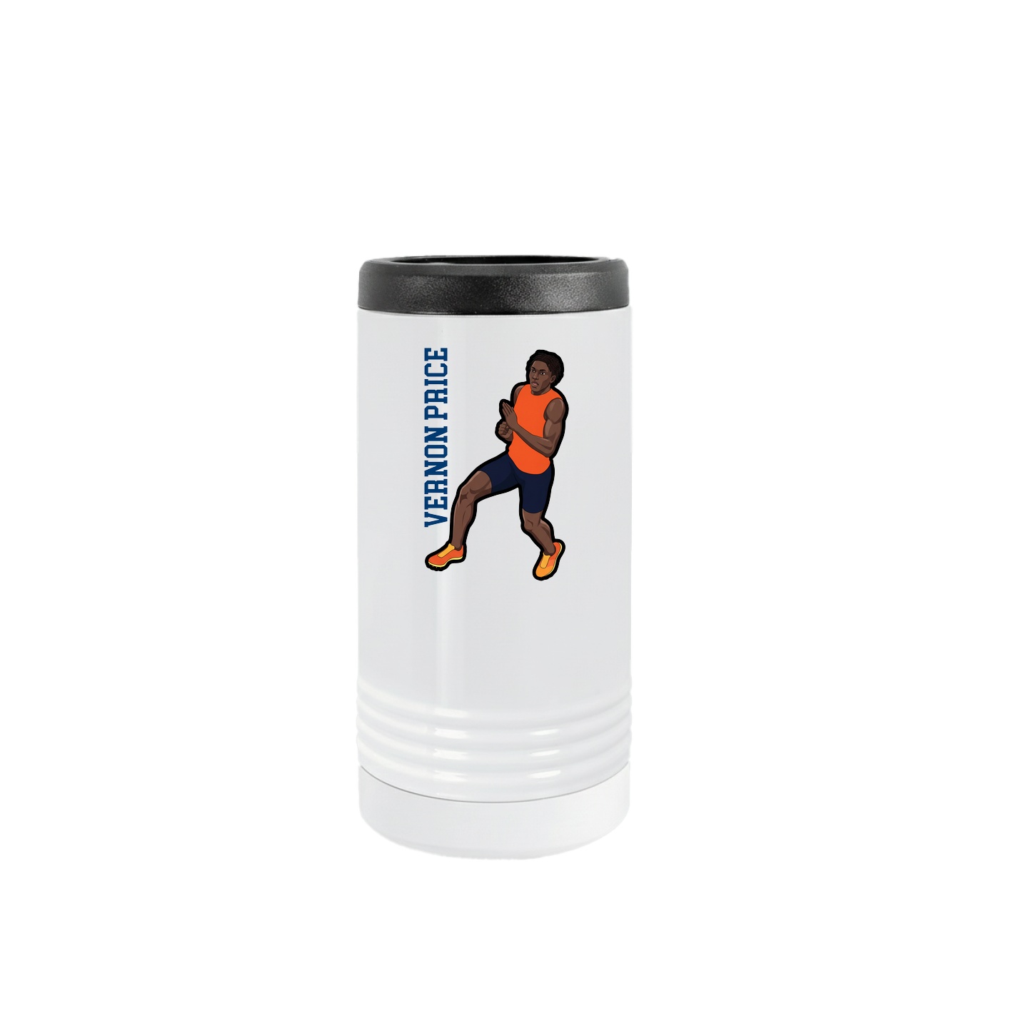 Slim Beverage Holder — Name Vertical in White