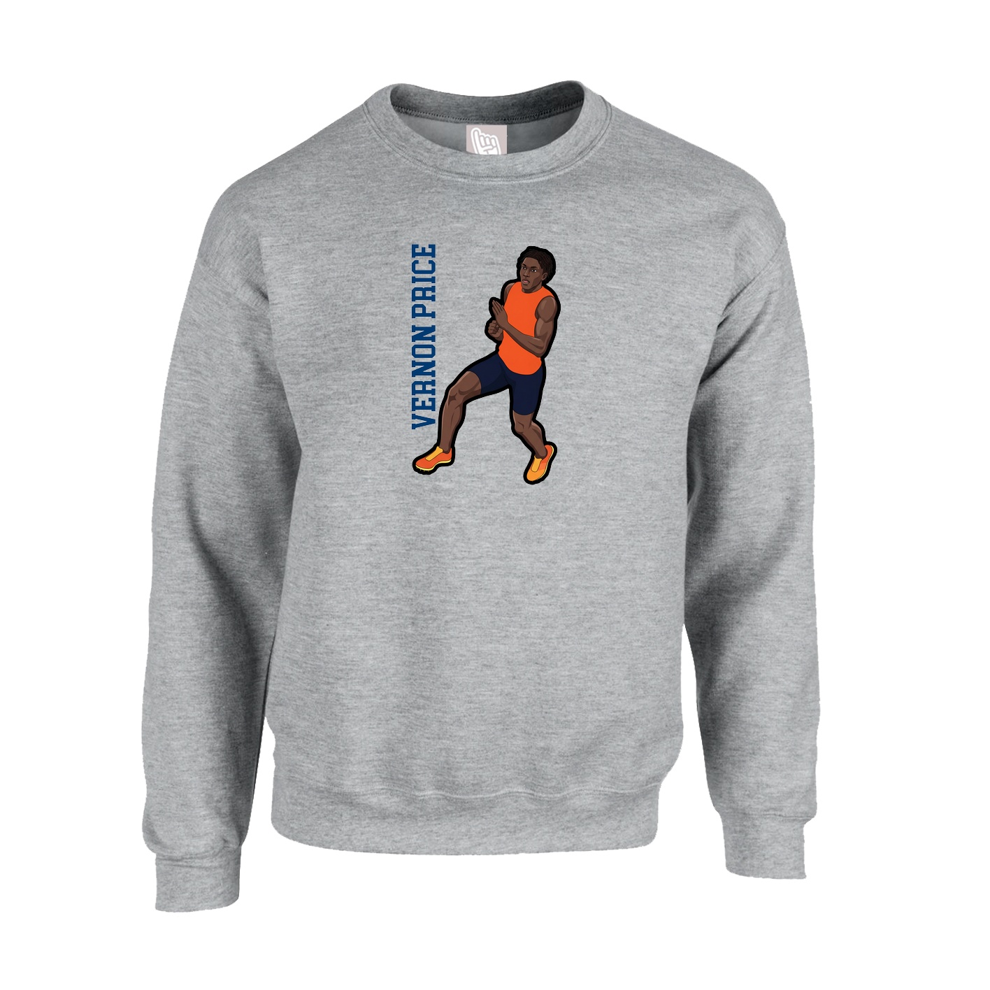 Fleece Crew — Name Vertical in Grey