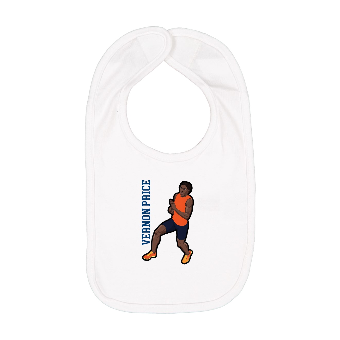 Infant Bib — Name Vertical in White