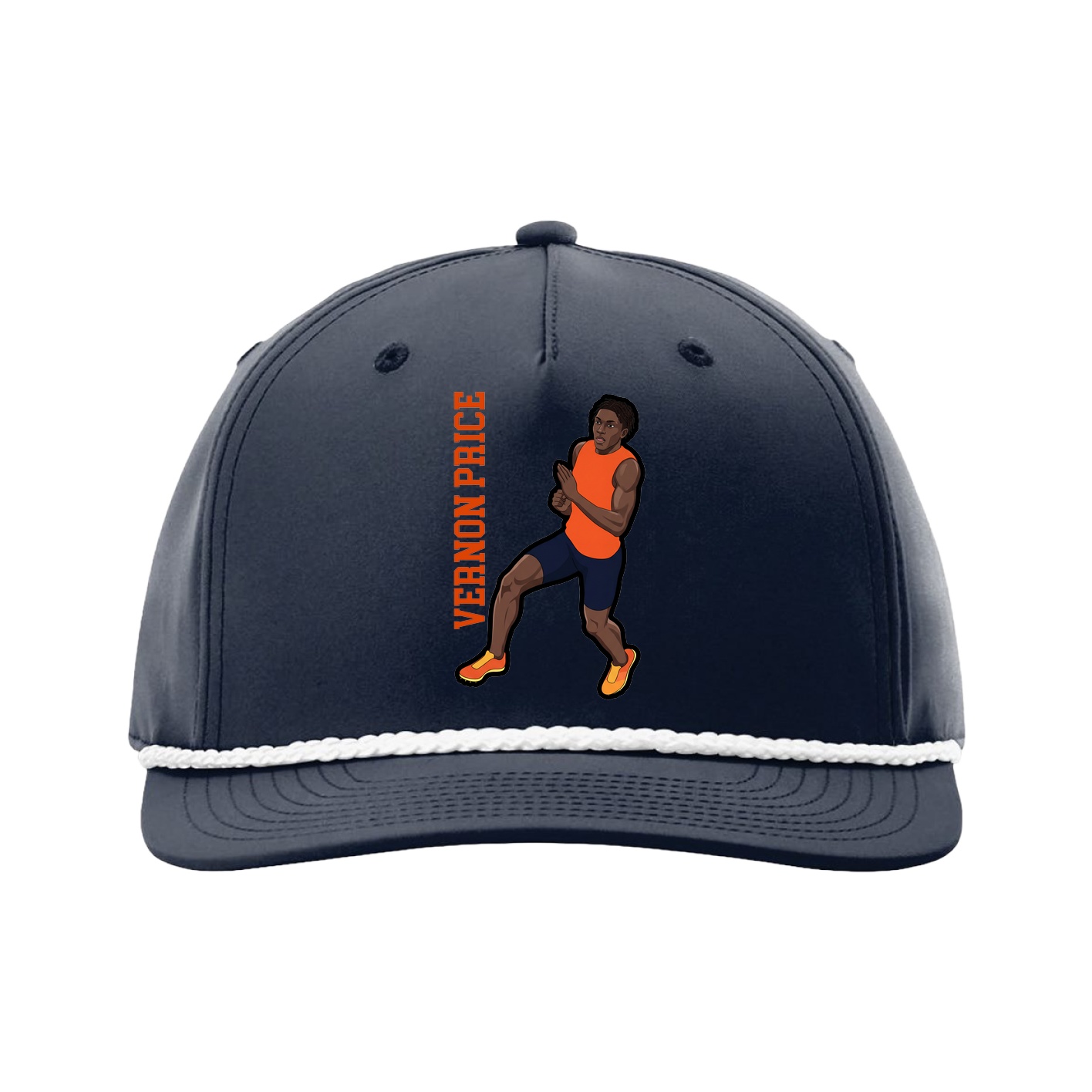 Five-Panel Classic Rope Cap — Name Vertical in Navy