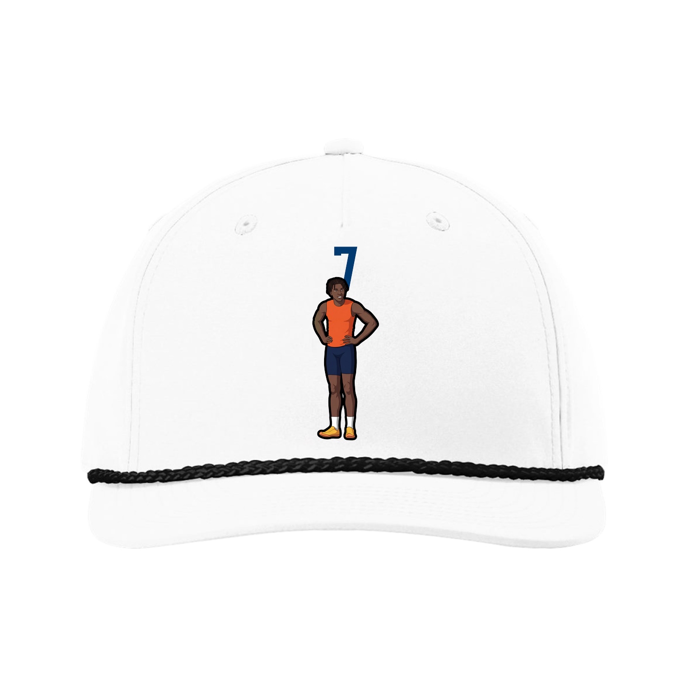 Five-Panel Classic Rope Cap — Number Top in White