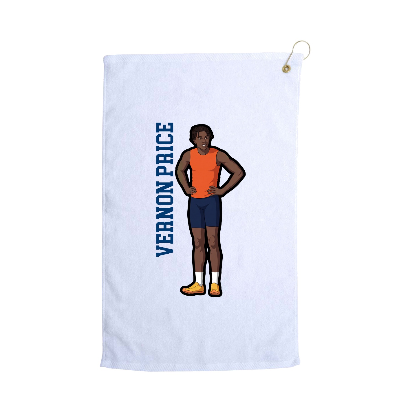 Golf Towel — Name Vertical in White
