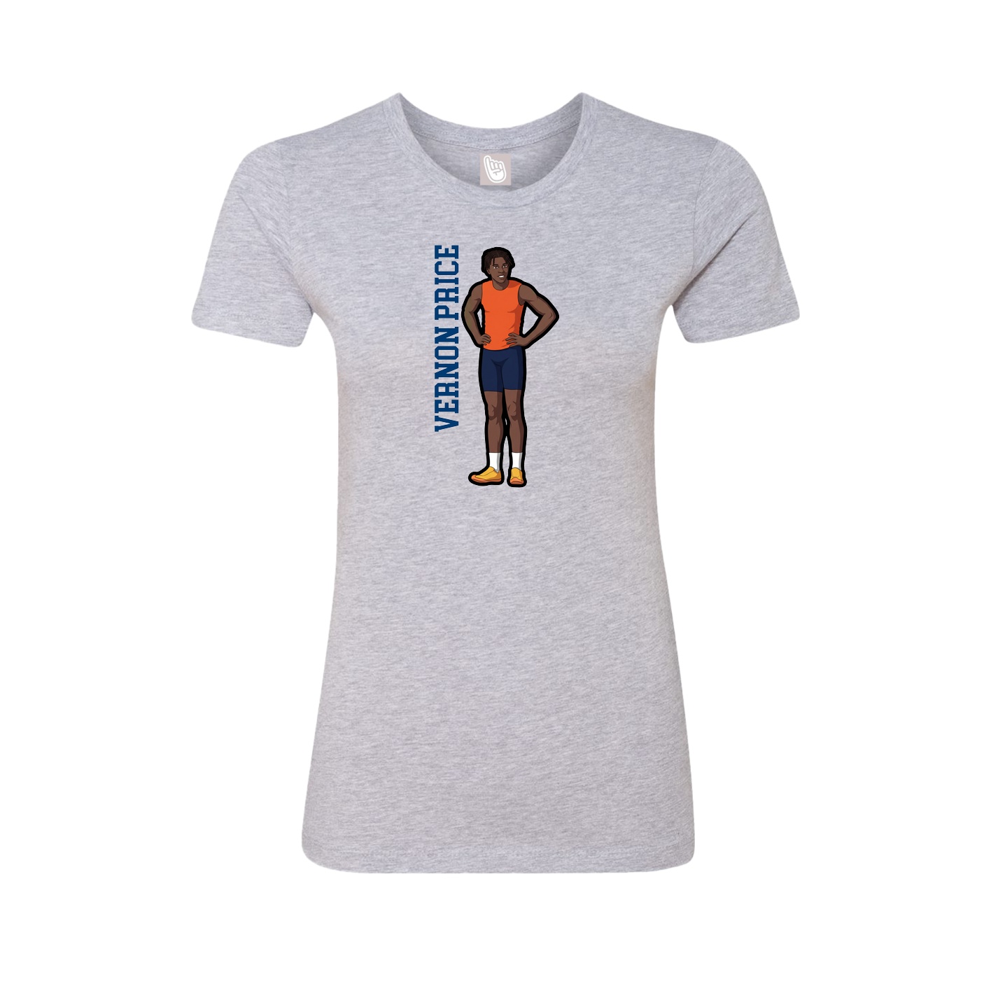 Fitted Women's Tee — Name Vertical in Grey