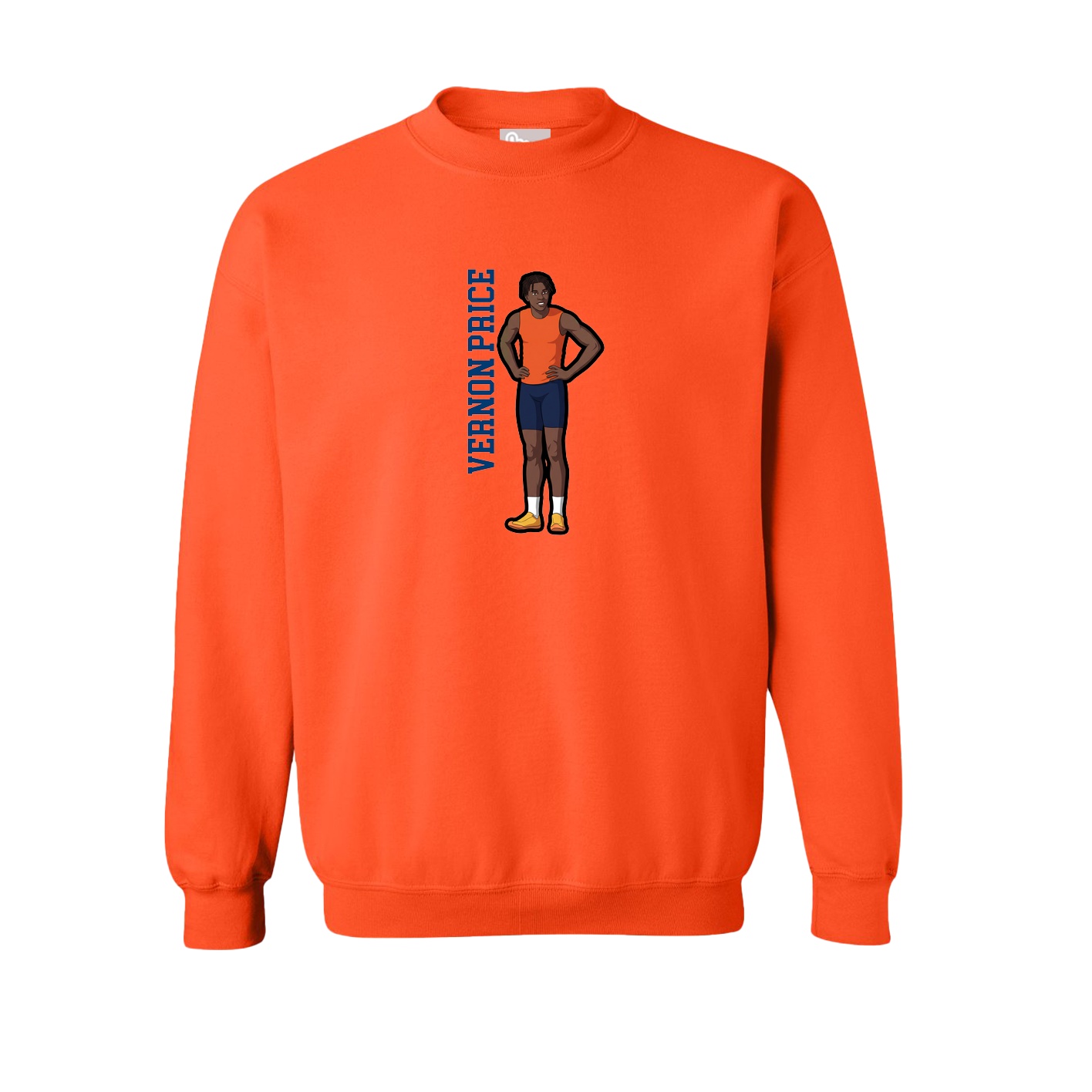 Fleece Crew — Name Vertical in Orange