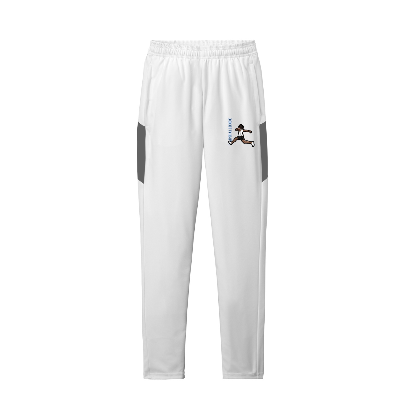 Team Travel Pant — Name Vertical in White/Grey