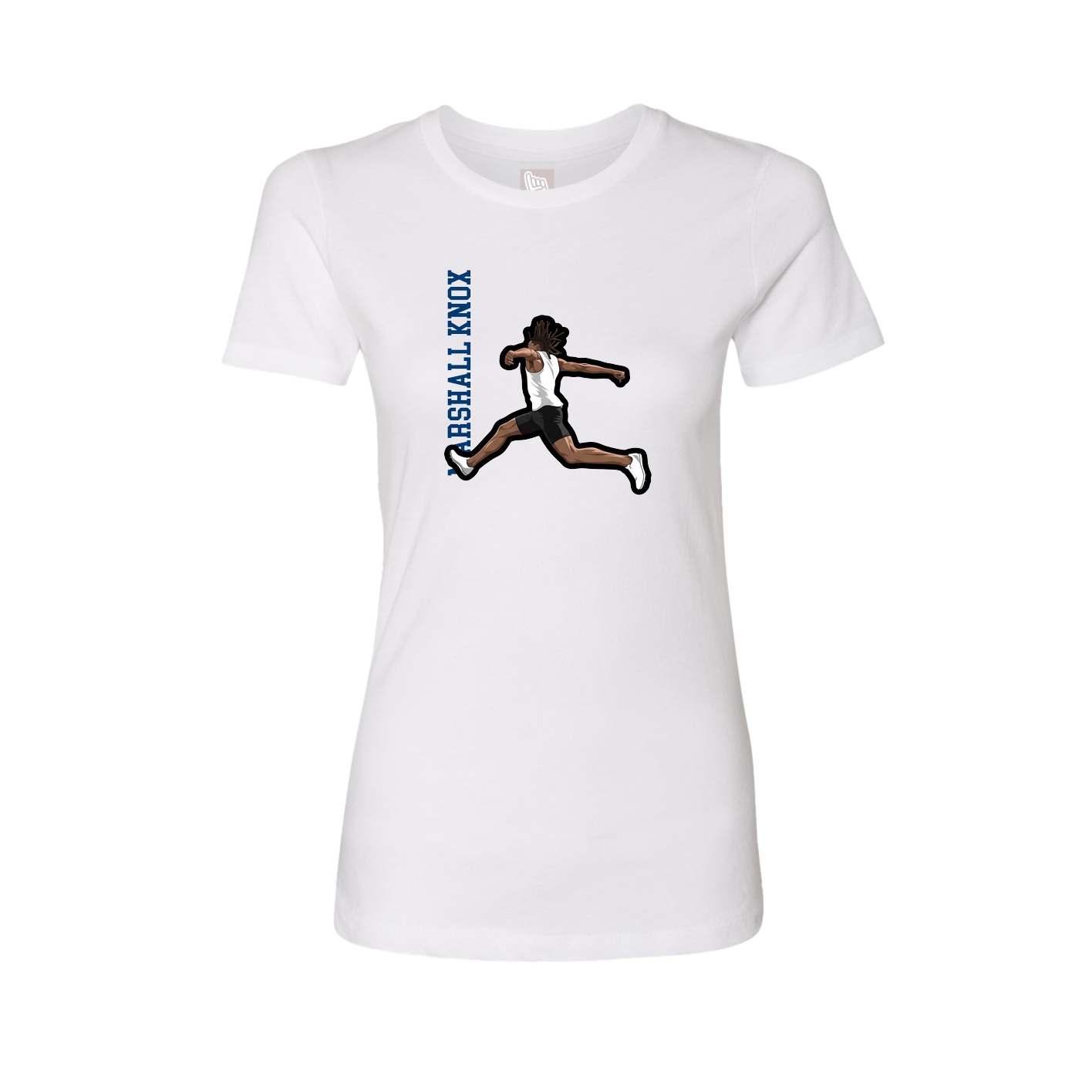 Fitted Women's Tee — Name Vertical in White