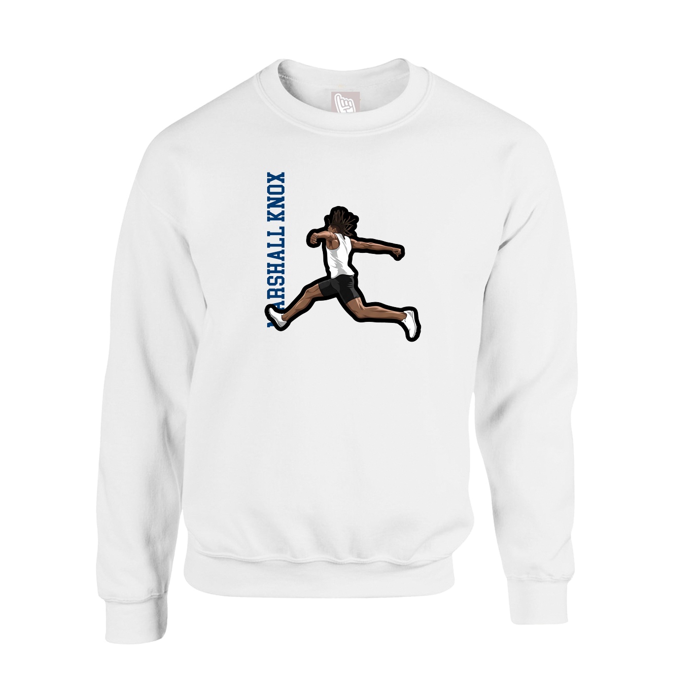 Fleece Crew — Name Vertical in White