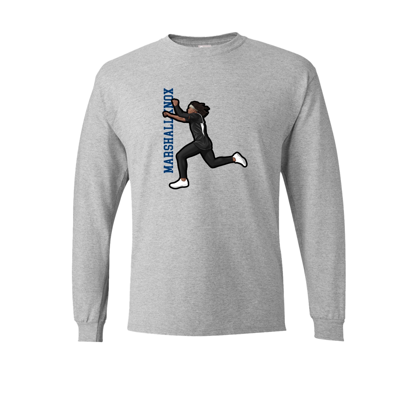 Long Sleeve Tee — Name Vertical in Grey