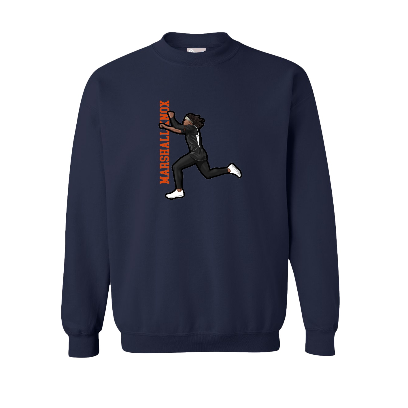 Fleece Crew — Name Vertical in Navy