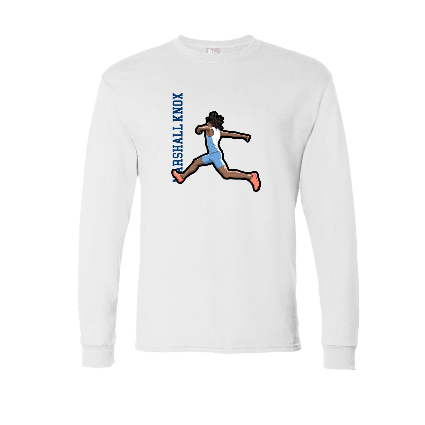 Long Sleeve Tee — Name Vertical in White