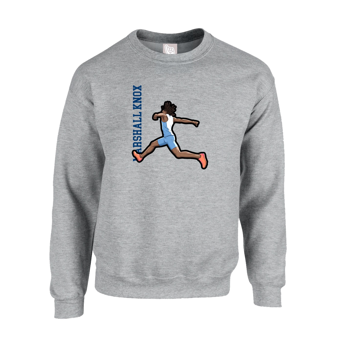 Fleece Crew — Name Vertical in Grey